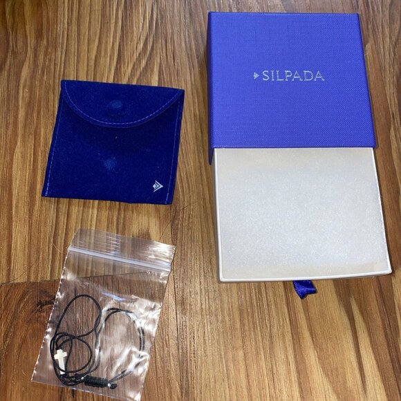 Silpada 'Simplex Cross' Black Cord Cross Bolo Bracelet in Sterling Silver, 10" - Picture 3 of 5